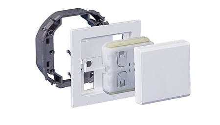 WS-LIV-BLE-1-WS-SNAPFIX Casambi Wall-Mounted Transmitter, White, with Single-Button Rocker Switch and SNAPFIX Adapter