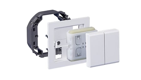 WS-LIV-BLE-2-WS-SNAPFIX Casambi Wall-Mounted Transmitter, White, with Dual Rocker Switch and SNAPFIX Adapter