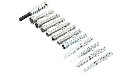 12-piece screwdriver and socket set with Power-Bit adapter