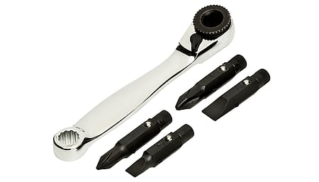 5-piece ratchet screwdriver set with offset handle