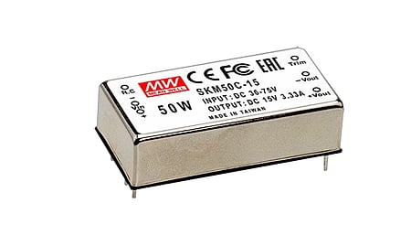SKM50W8, convertisseur CC-CC de 50 W avec rapport d'entrée de 8:1, boîtier 2" x 1"