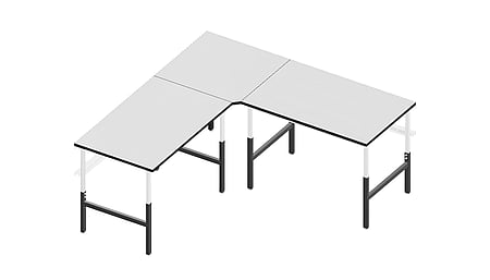 Table d'angle ESD Classic 1 200 x 750 x 800 mm, réglable en hauteur