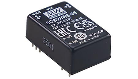SCW20W8 + DCW20W8, convertisseur CC-CC de 20 W avec rapport d'entrée de 8:1, DIP24