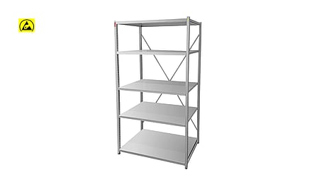 Rayonnage de stockage ESD ouvert avec entretoises en croix, 2 000 × 1 000 × 500 mm
