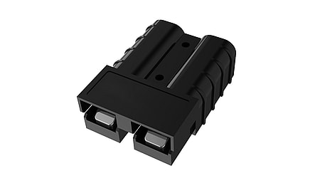 Black Anderson SB50 plug with silver-plated 6AWG contacts