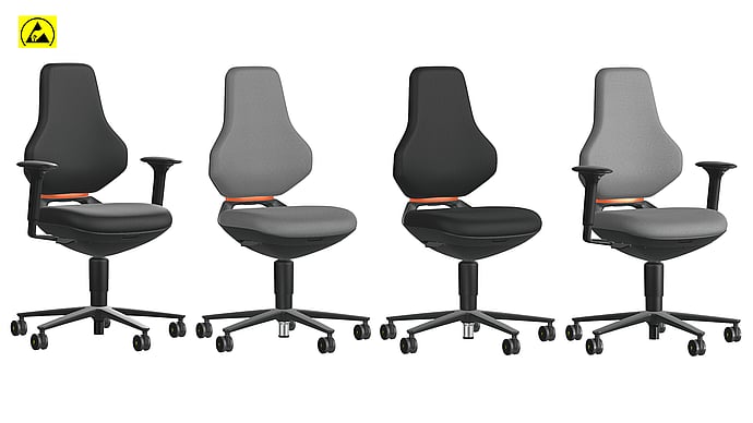 Bimos TEXON 2 ESD work chair with casters, 450 - 620 mm