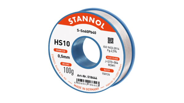 Lötdraht HS10, Sn60Pb40, RO M1, 0.5mm, 100g