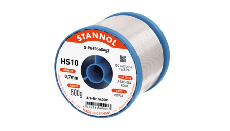 Solder wire HS10, Pb93Sn5Ag2, RO M1, 0.7mm, 500g