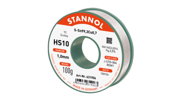 Lötdraht HS10, Sn99,3Cu0,7 - TC, RO M1, 1mm, 100g