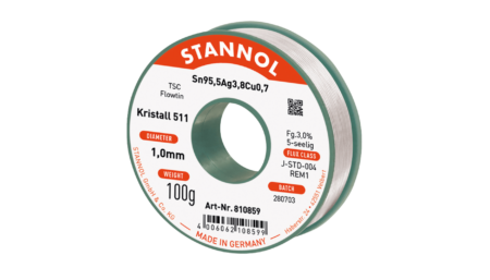 Solder wire crystal 511, Sn95,5Ag3,8Cu0,7 - FLOWTIN TSC, RE M1, 1mm, 100g