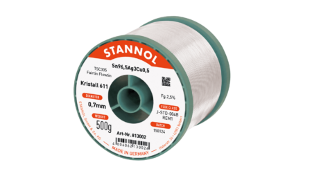 Lötdraht Kristall 611, Sn96,5Ag3Cu0,5 - FLOWTIN TSC305 - Fairtin, 0.7mm, 500g