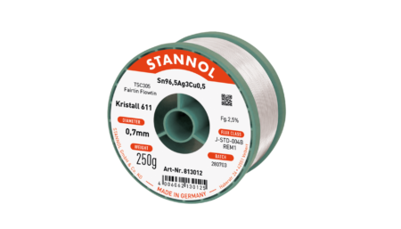 Solder wire crystal 611, Sn96,5Ag3Cu0,5 - FLOWTIN TSC305 - Fairtin, 0.7mm, 250g