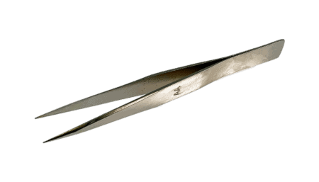 Precision tweezers with medium-fine tips, nickel-plated
