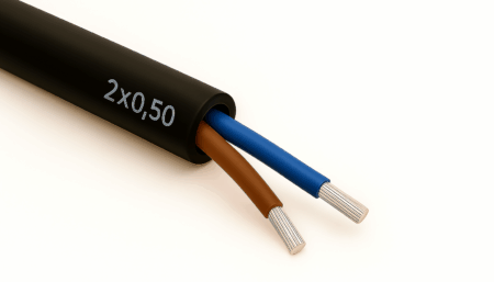 AWG20 Kabel mit schwarzem Mantel, Litze Braun+Blau, Rolle=100m
