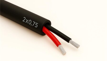 AWG18 Kabel mit schwarzem Mantel, Leiter Rot Schwarz (Rolle = 200m), halogenfrei