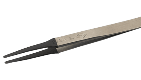 Precision tweezers with flat rounded tips