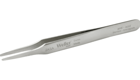 Ergonomic precision tweezers with straight, flat, rounded tips