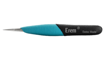 Ergonomic, very robust precision tweezers with straight, strong tips