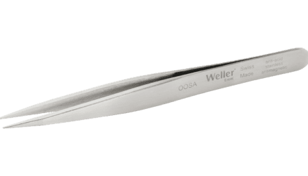 Ergonomic, very robust precision tweezers with straight, strong tips