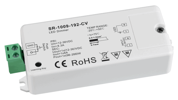 1 canal RF / LV PUSH Contrôleurs de LED, tension constante 12-36VDC, max. 288W