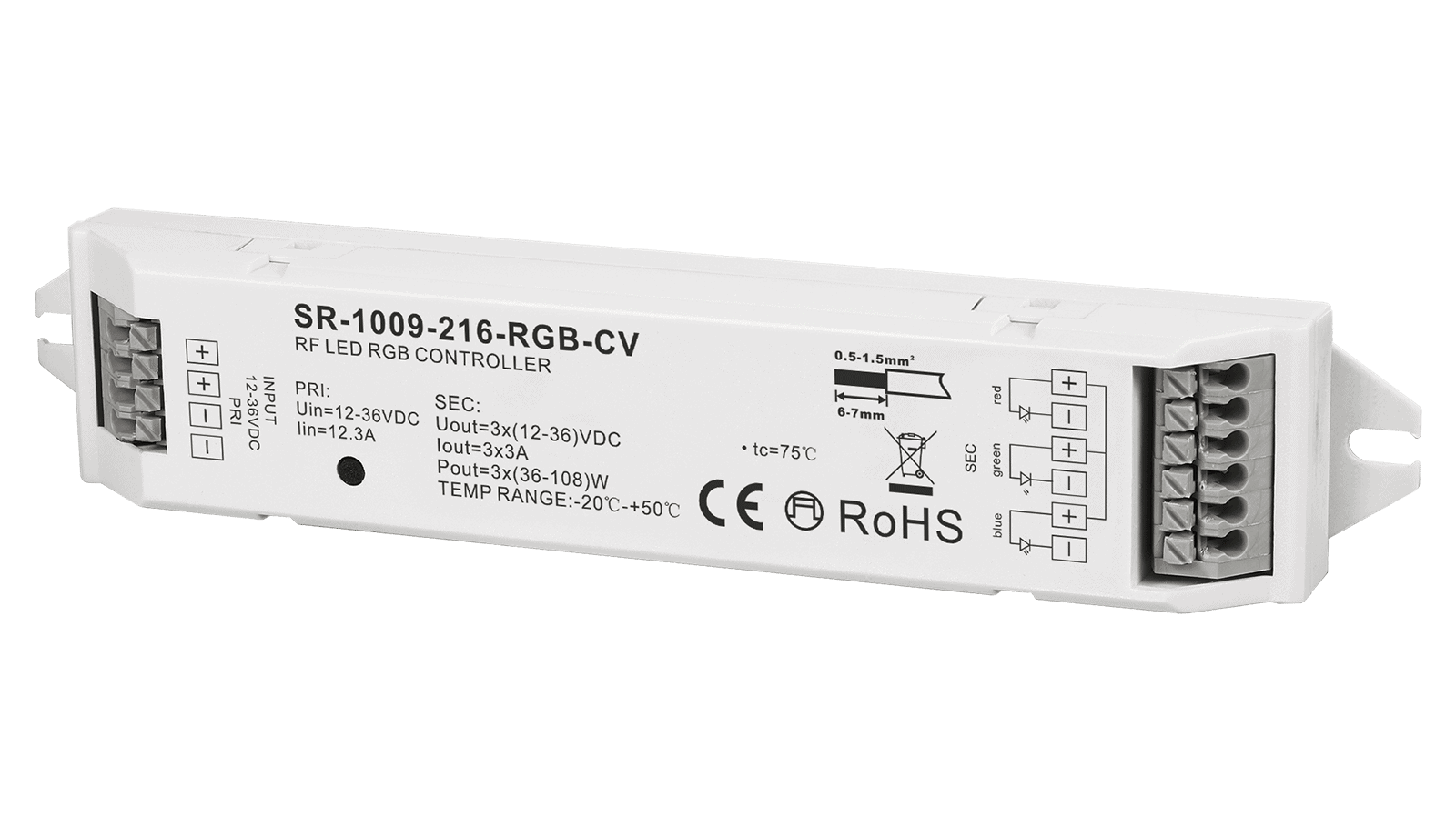 SR-1009-216-RGB-CV - 3 Kanal RF LED Dimmer, RGB, Konstantspannung 12 ...