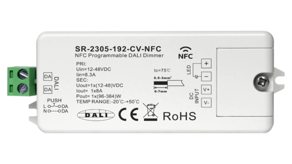 1 Kanal DALI / AC PUSH LED Dimmer, NFC, Konstantspannung 12-48VDC, max. 384W - Image 2