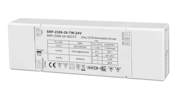 30W DALI2 DT8, Tunable white, 24Vdc Konstantspannung LED Treiber – Bild 2