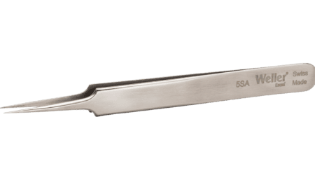 Precision tweezers with very fine tips, suitable for very fine wires