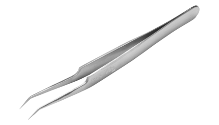 Precision tweezers with very fine tips, angled 30°