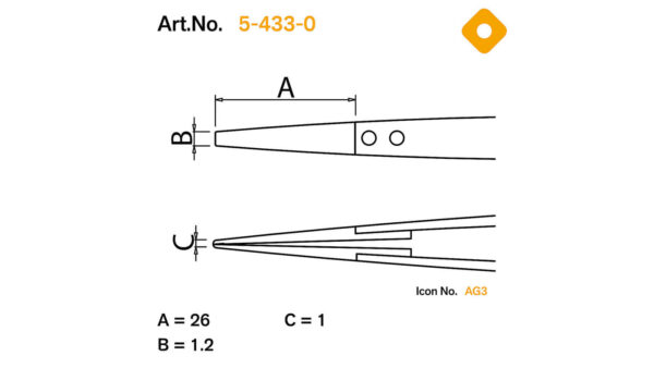 ESD Pinzette mit auswechselbaren Spitzen 1,0 mm breit, leitend – Bild 2