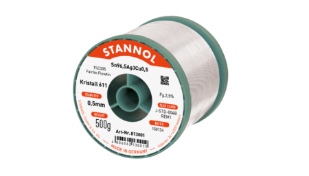 Solder wire crystal 611, Sn96,5Ag3Cu0,5 - FLOWTIN TSC305 - Fairtin, 0.5mm, 500g