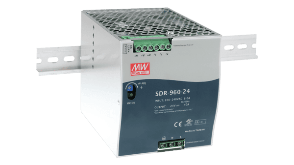 960W DIN rail power supply 24V/40A, single phase