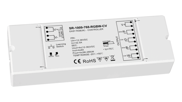 4 channel RF LED dimmer, RGBW, constant voltage 12-36VDC, max. 1152W