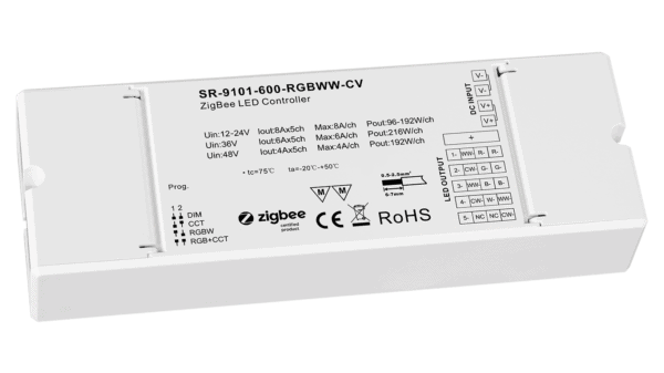 5 Kanal ZIGBEE 3.0 LED Dimmer, RGBWW, Konstantspannung 12-48VDC, max. 1080W