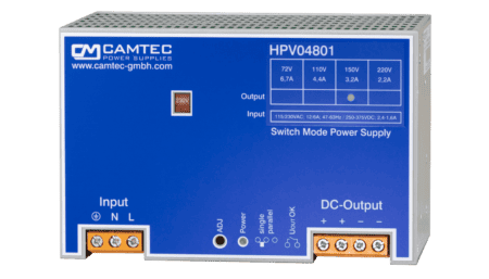482W DIN rail power supply 72V/6.7A, single phase