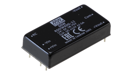 60W DC/DC converter, input 9...36V, output +/-12V / +/-2.5A