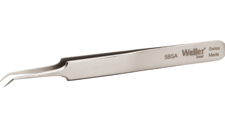 Precision tweezers with very fine tips, angled 30°