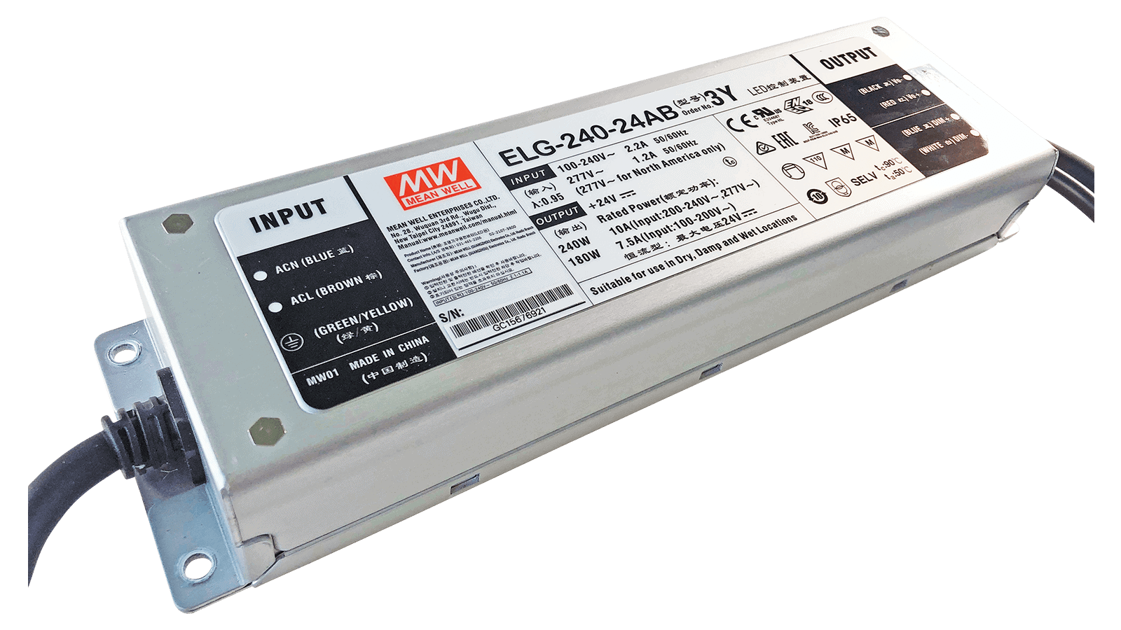 240W LED Treiber CV+CC 24V/10A, 3in1 Dimming + Vo/Io regelbar am Treiber