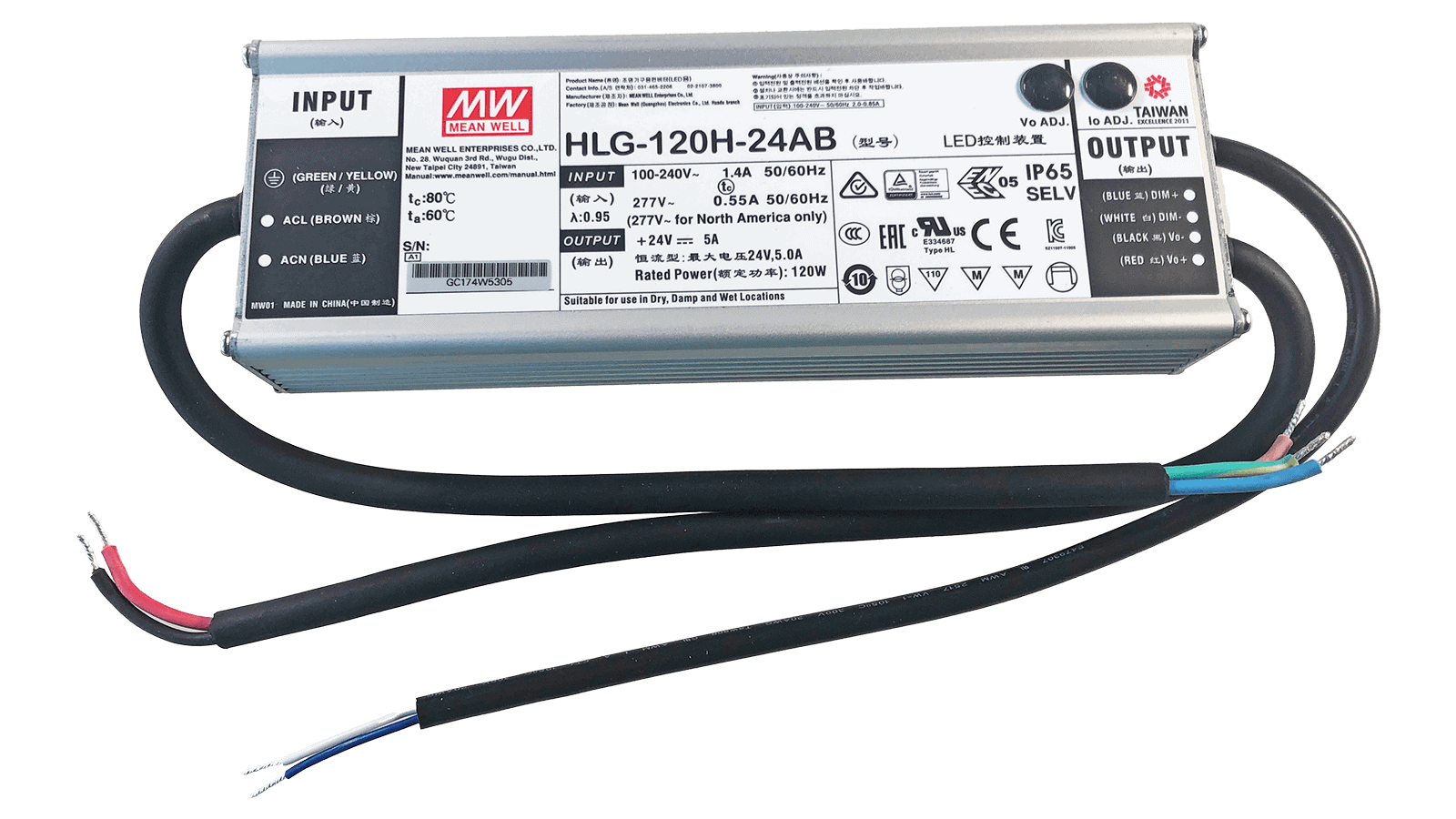 120W LED Treiber CV+CC 24V/5A, 3in1 Dimming + Vo/Io regelbar am Treiber – Bild 2