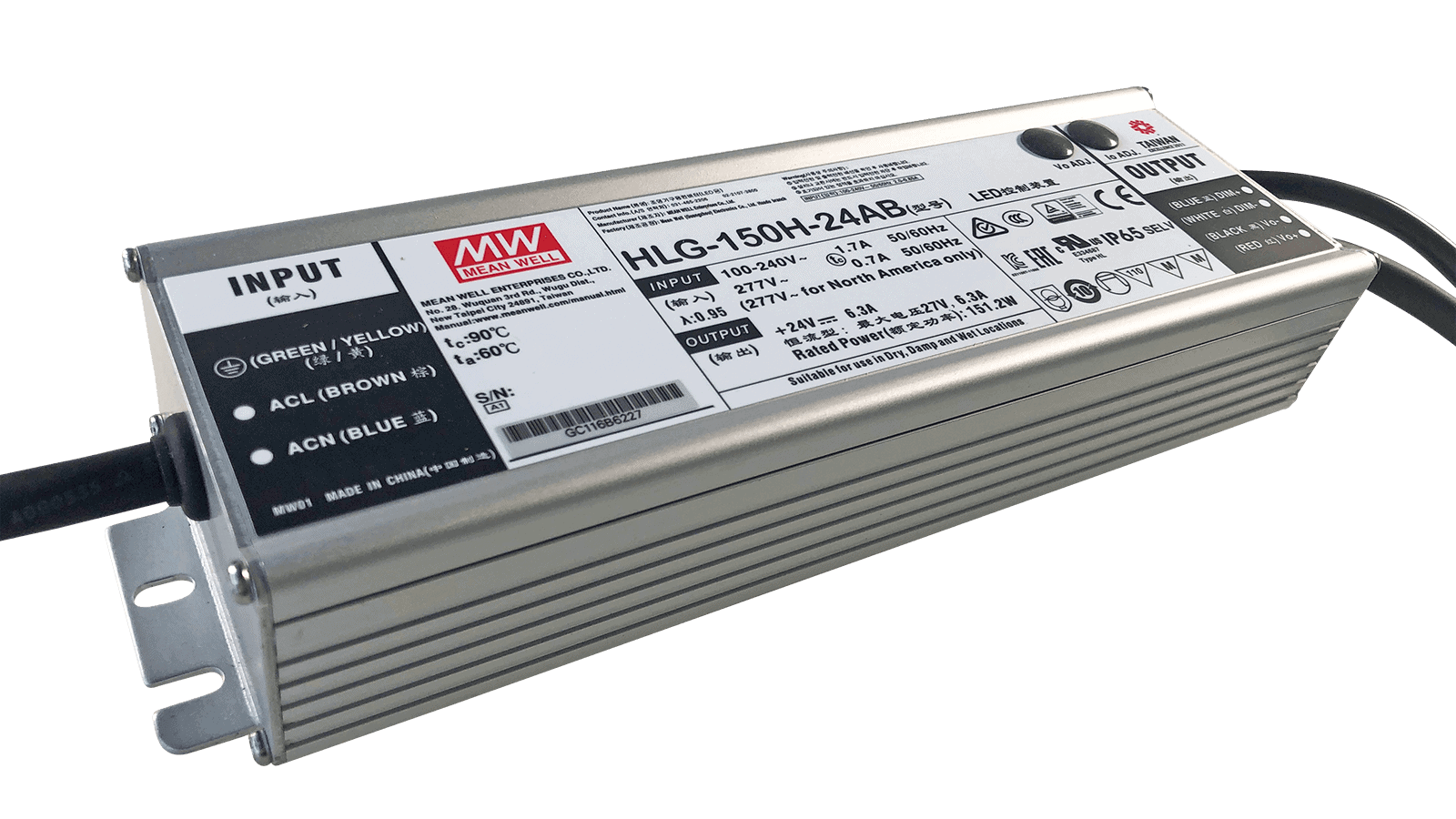 150W LED Treiber CV+CC 24V/6.3A, 3in1 Dimming + Vo/Io regelbar am Treiber
