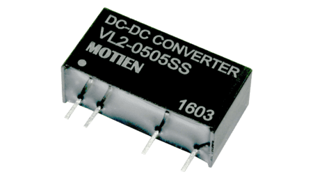Convertisseur DC/DC 2W, entrée 4.5...5V, sortie +/-5V / +/-0.2A