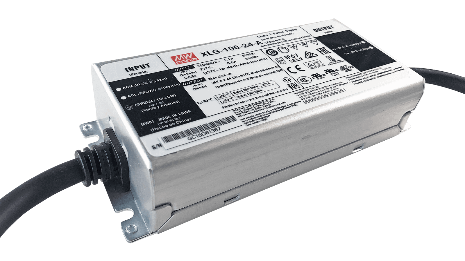 96W LED Treiber CV+CC 24V/4A