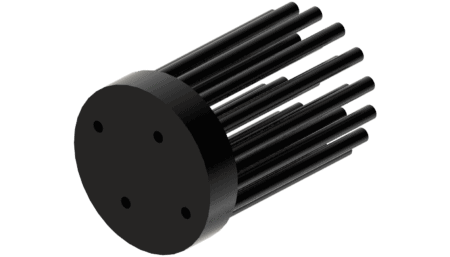 Zhaga LED pin fin heat sink, ø35mm, H 50mm, Base 8mm, Black anodized