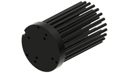 LED pin fin heat sink, ø47mm, H 68mm, Base 8mm, Zhaga&amp;Philips holes, Black