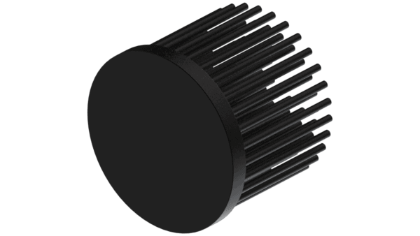 LED pin fin heat sink, ø50mm, H 40mm, Base 5mm, Black anodized