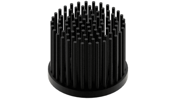 LED pin fin heat sink, ø50mm, H 40mm, Base 5mm, Black anodized – Bild 2