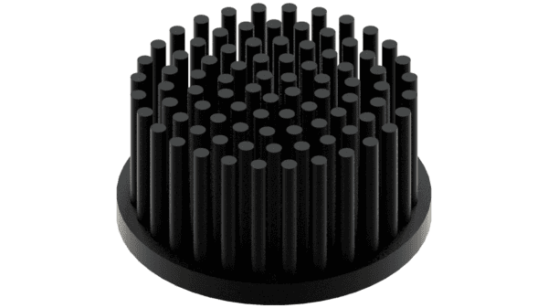 LED pin fin heat sink, ø60mm, H 30mm, Base 5mm, Black anodized – Bild 2