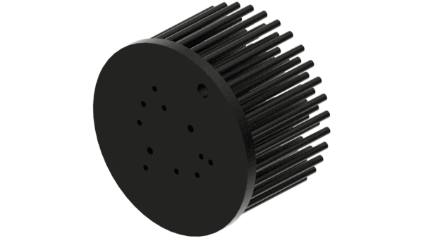 Zhaga LED pin fin heat sink, ø80mm, H 50mm, Base 5mm, Black anodized