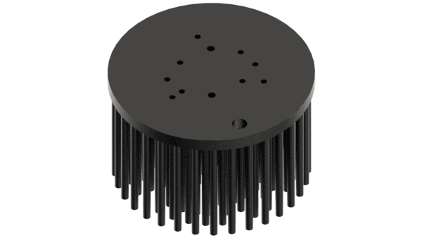 Zhaga LED pin fin heat sink, ø80mm, H 50mm, Base 5mm, Black anodized – Bild 2