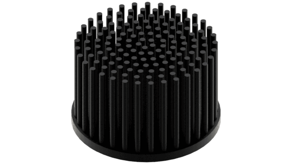 LED pin fin heat sink, ø80mm, H 50mm, Base 5mm, Black anodized – Bild 2